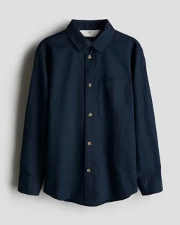 نمای روبرو پیراهن پسرانه سورمه ای لینن h&m