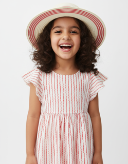 پیراهن سفید و قرمر نخی راه راه h&m