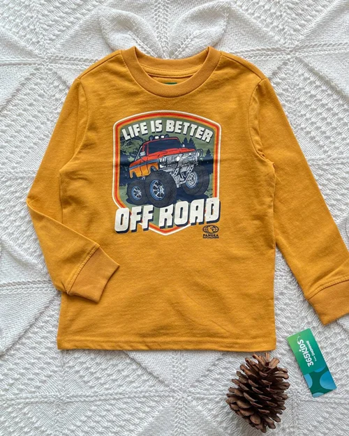 بلوز نخی خردلی طرح آفرود