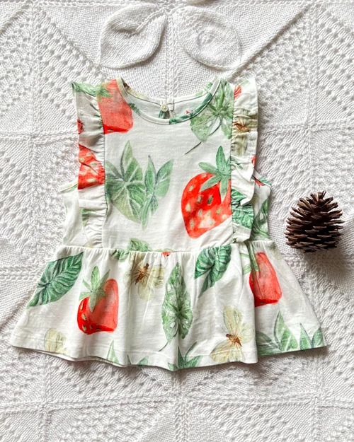 تاپ نخی سفید شیری طرح هاوایی توت فرنگی next