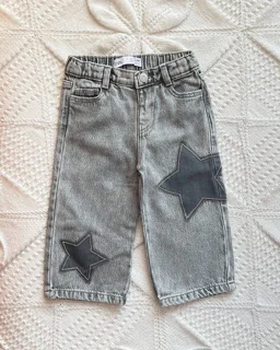 شلوار جین خاکستری طرح ستاره zara