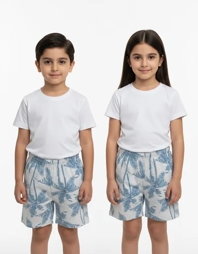شلوارک طوسی نخی طرح نخل ZEEMAN