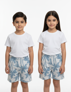 شلوارک طوسی نخی طرح نخل ZEEMAN