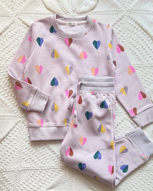 بلوز شلوار توپنبه ای یاسی طرح قلب next