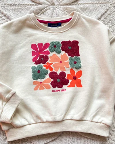 بلوز دورس کرم  طرح گل okaidi