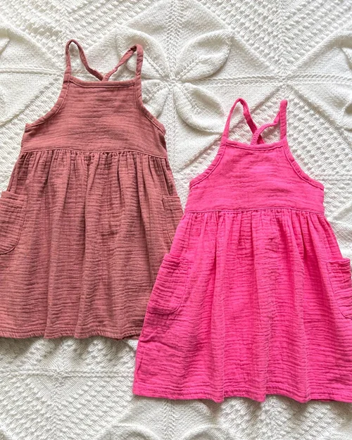 پیراهن موسلین بندی سرخابی و آجری george