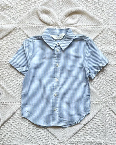 پیراهن آبی نخی طرح راه راه h&m