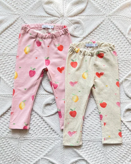 لگ‌ دورس کرم/صورتی طرح قلب و میوه name it