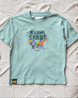 تیشرت سبز آبی نخی BRAWL STARS