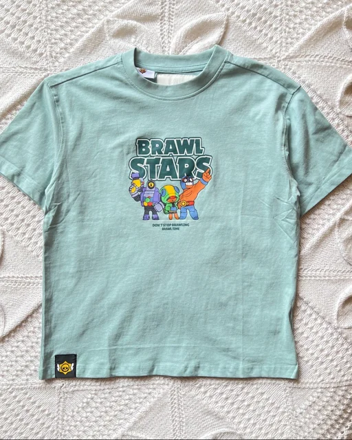 نمای جلو تیشرت پسرانه سبز آبی نخی BRAWL STARS | اسکایتاپ مرجع تخصصی خرید لباس بچگانه