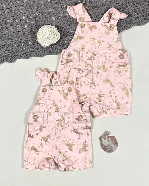 بیلر صورتی کتان طرح یونیکورن طلایی Lc waikiki