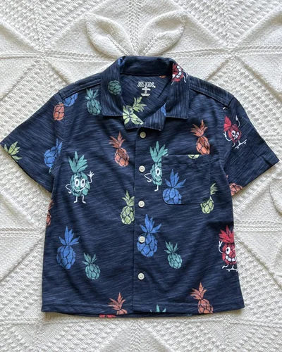 پیراهن نخی سرمه ای طرح استوایی - ساحلی 365kids