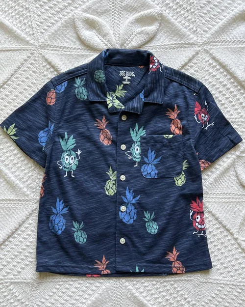 پیراهن نخی سرمه ای طرح استوایی - ساحلی 365kids