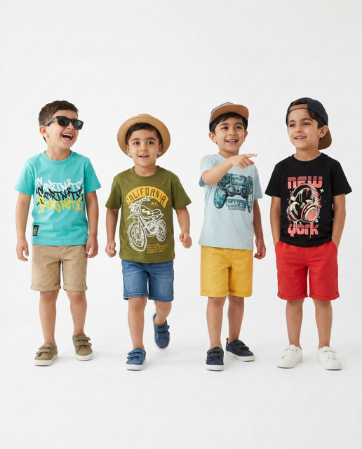 روی مانکن تیشرت پسرانه نخی طرح هدفون/جویستیک/موتور/متن next | اسکایتاپ مرجع تخصصی خرید لباس بچگانه