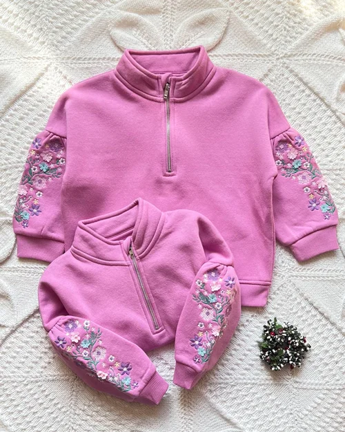 بلوز تو پنبه ای صورتی طرح گلدار primark