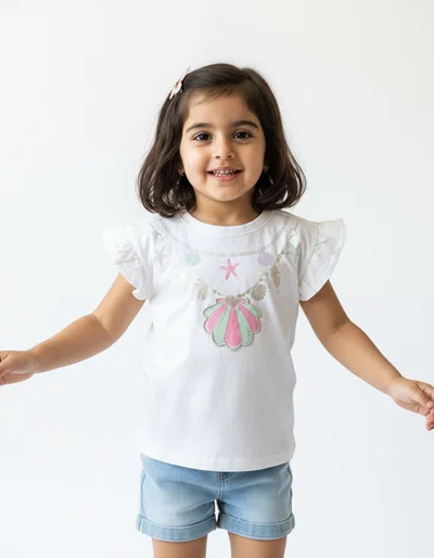 تاپ سفید نخی طرح صدف anko
