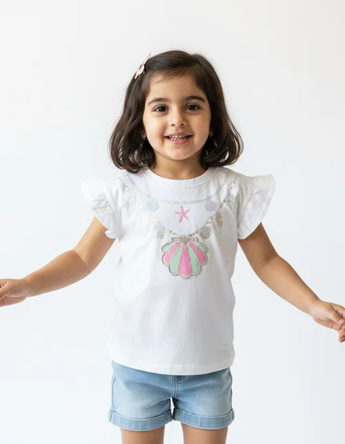 تاپ سفید نخی طرح صدف anko