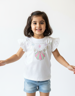 تاپ سفید نخی طرح صدف anko