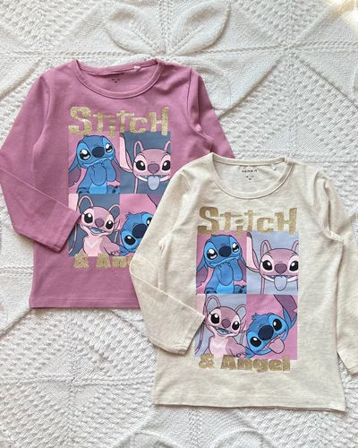 بلوز‌ نخی کرم/بنفش طرح استیچ name it