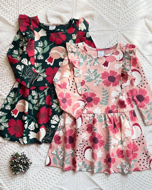 پیراهن نخی صورتی / مشکی طرح کبوتر و گل lindex