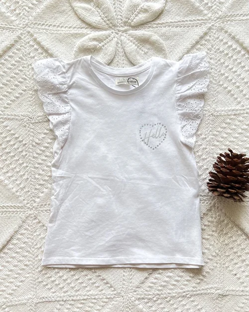 تیشرت نخی سفید طرح قلب PIAZA ITALIA