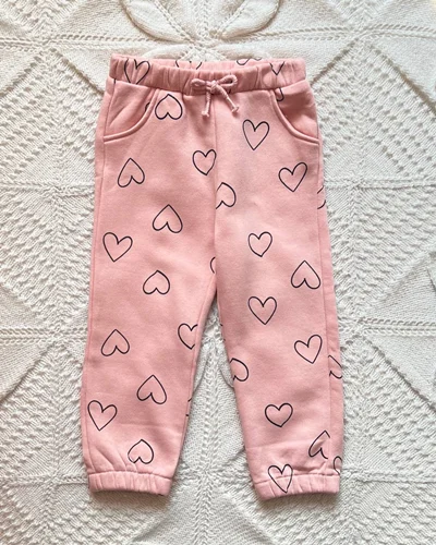 شلوارتو پنبه ای صورتی طرح قلب Lc waikiki