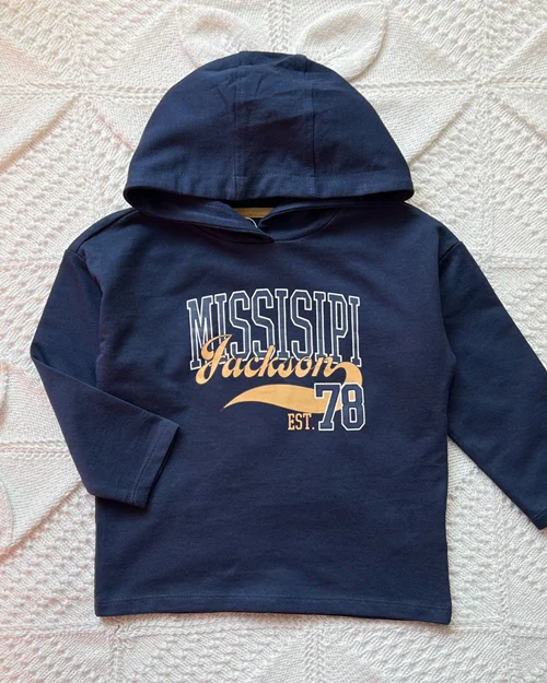 هودی دورس سورمه ای طرح متن میسیسیپی sinsay