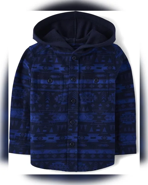 پیراهن پشمی سورمه ای طرح اشکال هندسی place