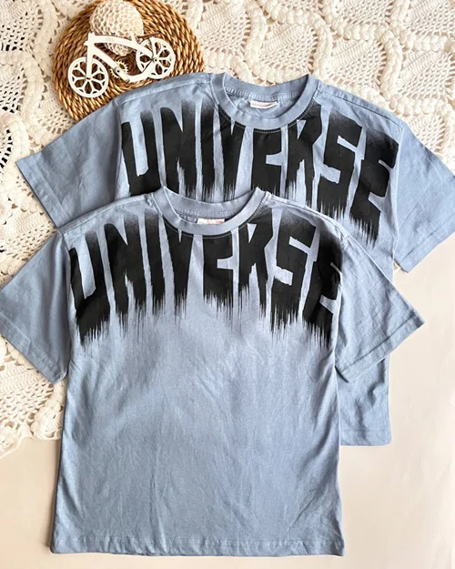 تیشرت نخی آبی کم رنگ طرح نوشته COCCODRILLO