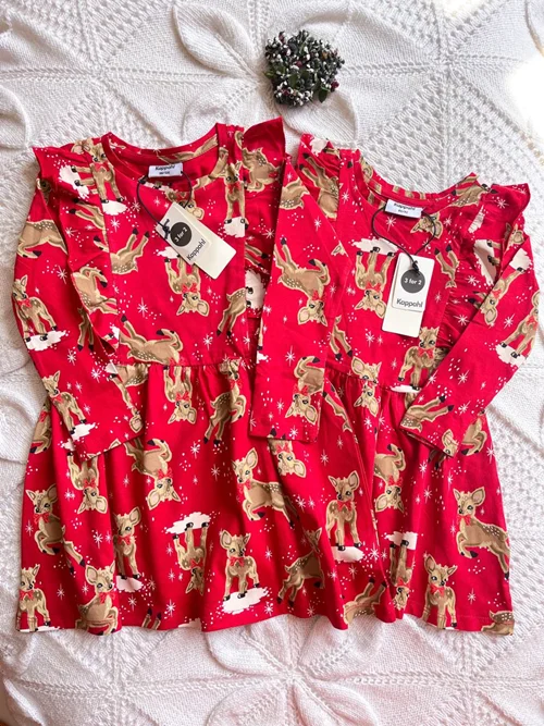 پیراهن نخی قرمز طرح گوزن Kappahl