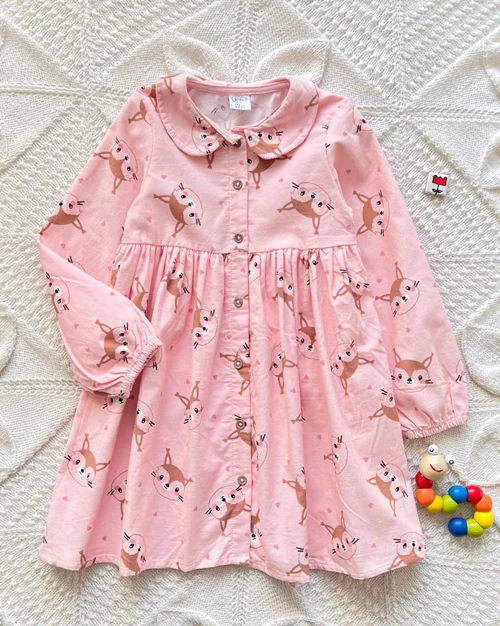 پیراهن مخمل کبریتی صورتی طرح سنجاب pepco