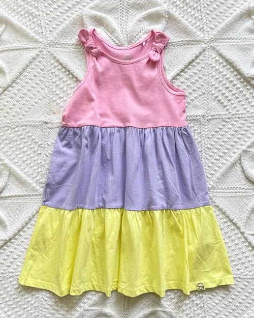 پیراهن نخی سه رنگ (صورتی آبی زرد) cool club