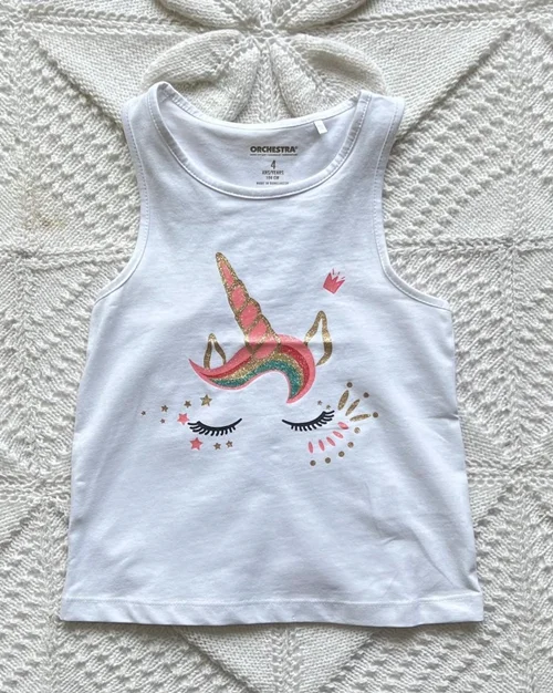 تاپ نخی سفید طرح یونیکورن ORCHESTRA