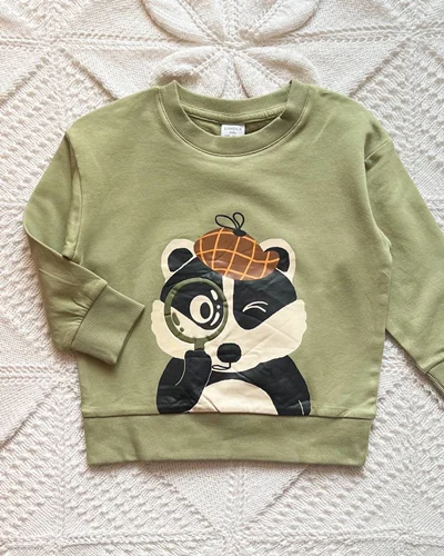 بلوز تو پنبه ای سبز طرح راسو Lindex