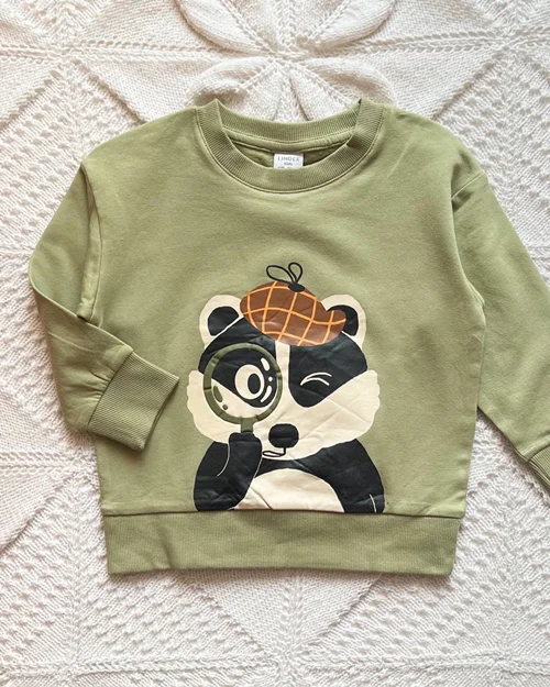 بلوز تو پنبه ای سبز طرح راسو Lindex