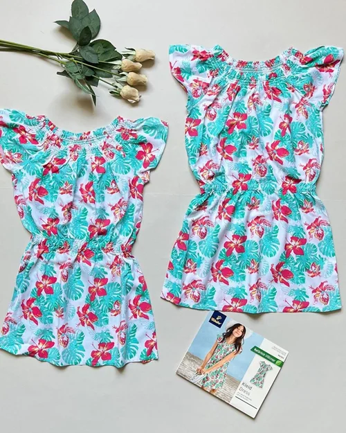 پیراهن نخی سفید طرح هاوایی