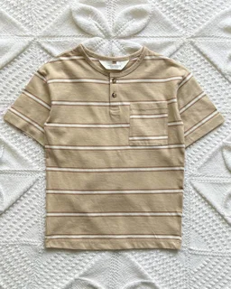 تیشرت نخی نسکافه ای راه راه h&m