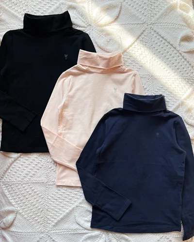 بلوز نخی مشکی/صورتی/سورمه ای طرح یقه اسکی okaidi