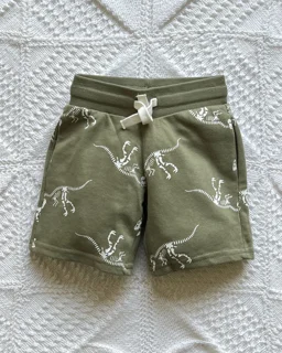 شلوارک نخی سبز طرح دايناسور h&m