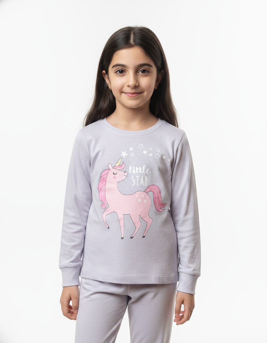 بلوز شلوار یاسی نخی طرح یونیکورن h&m