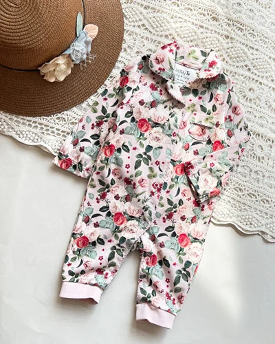 سرهمی نخی صورتی طرح گلدار Tu