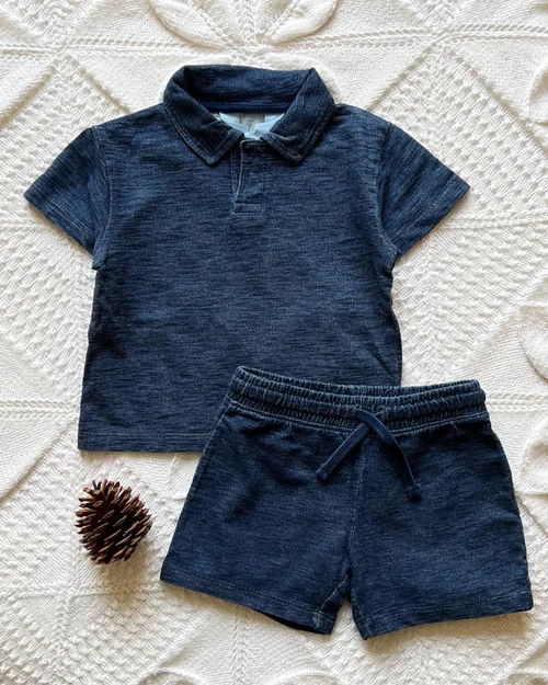 پلوشرت/تیشرت شلوارک سورمه ای h&m