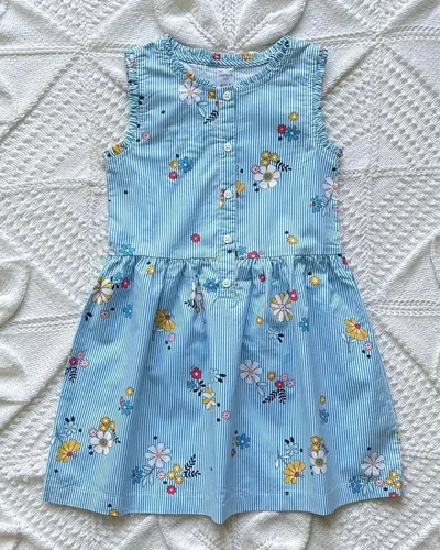 پیراهن نخی آبی راه راه Carter's