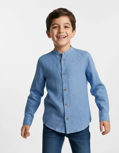 پیراهن آبی لینن طرح ساده h&m