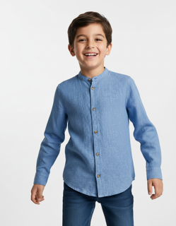 پیراهن آبی لینن طرح ساده h&m