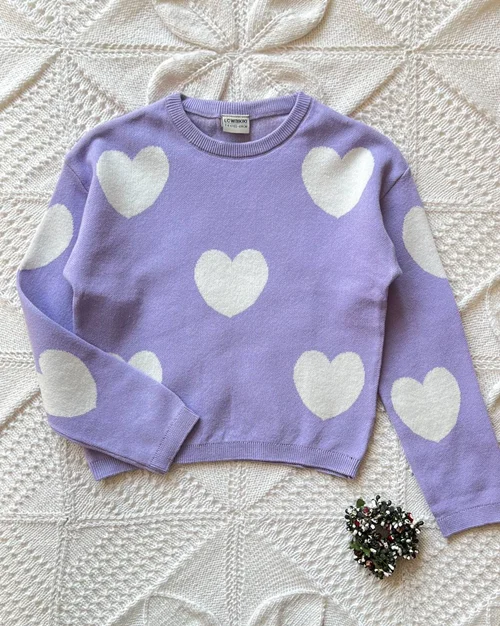 کراپ بافت بنفش طرح قلب lc waikiki