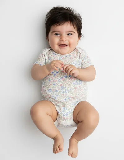 بادی سفید نخی طرح پر گل ریز h&m