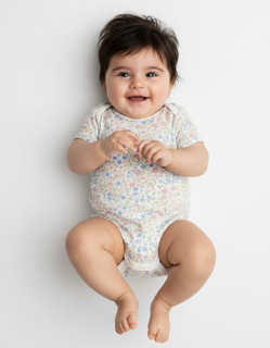 بادی سفید نخی طرح پر گل ریز h&m