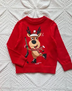 بلوز بافت قرمز طرح گوزن h&m