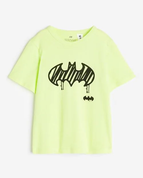 تیشرت نخی فسفری طرح بتمن h&m